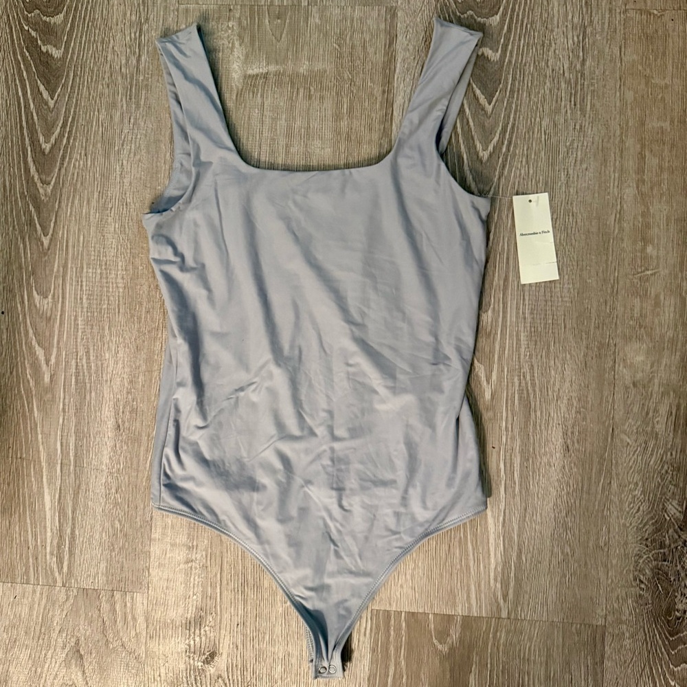 Abercrombie and Fitch Soft Matte Seamless Square Neck Bodysuit - Grey